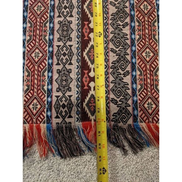 BOHO Tapestry Rug 82"x53" Woven, Bohemian, Blue, Red, Fringed, Southwestern - Picture 6 of 6